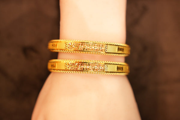 22K Gold Star-Cut Diamond Bangles
