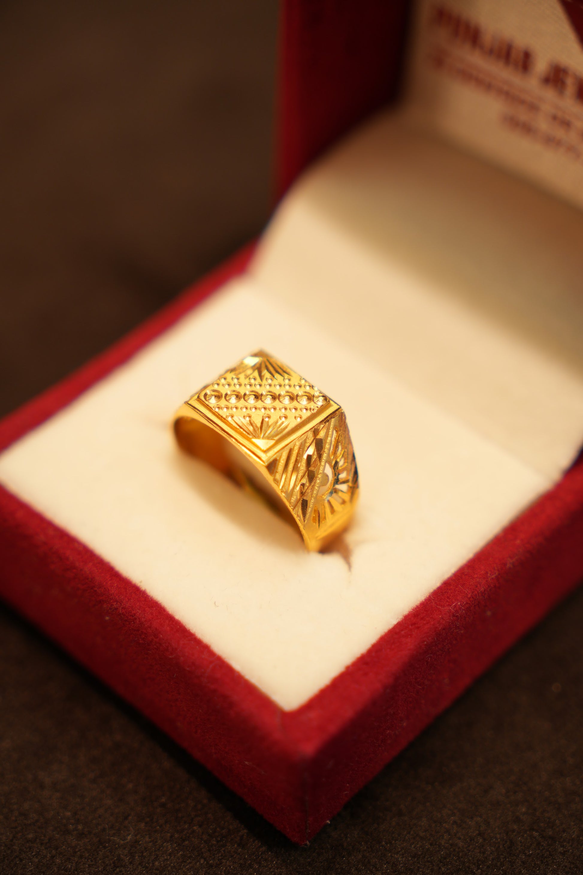 22K Gold Pin-Dot Signet Ring