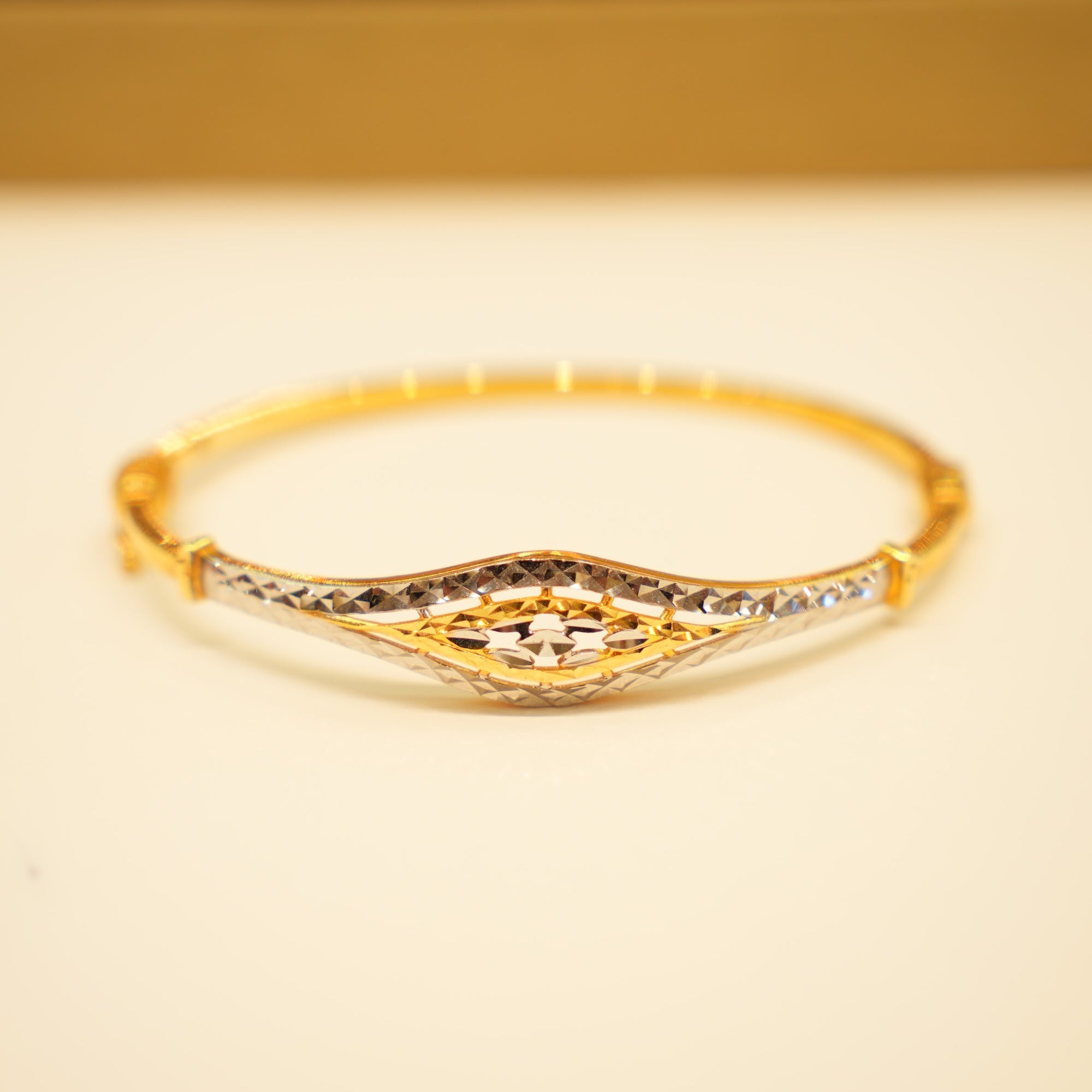 22K Gold Two-Tone Marquise Bangle Bracelet