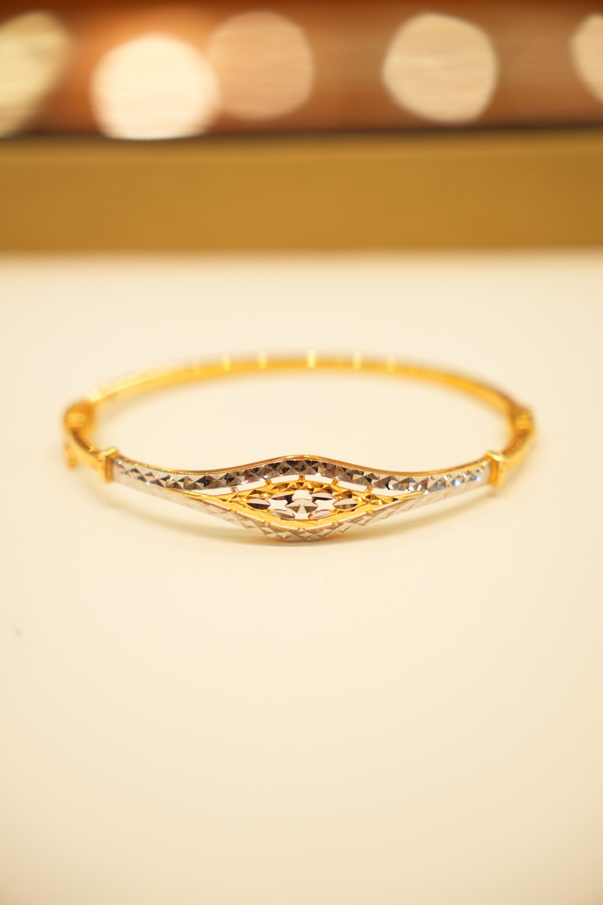 22K Gold Two-Tone Marquise Bangle Bracelet