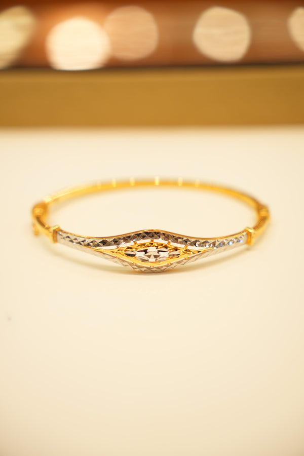 22K Gold Two-Tone Marquise Bangle Bracelet