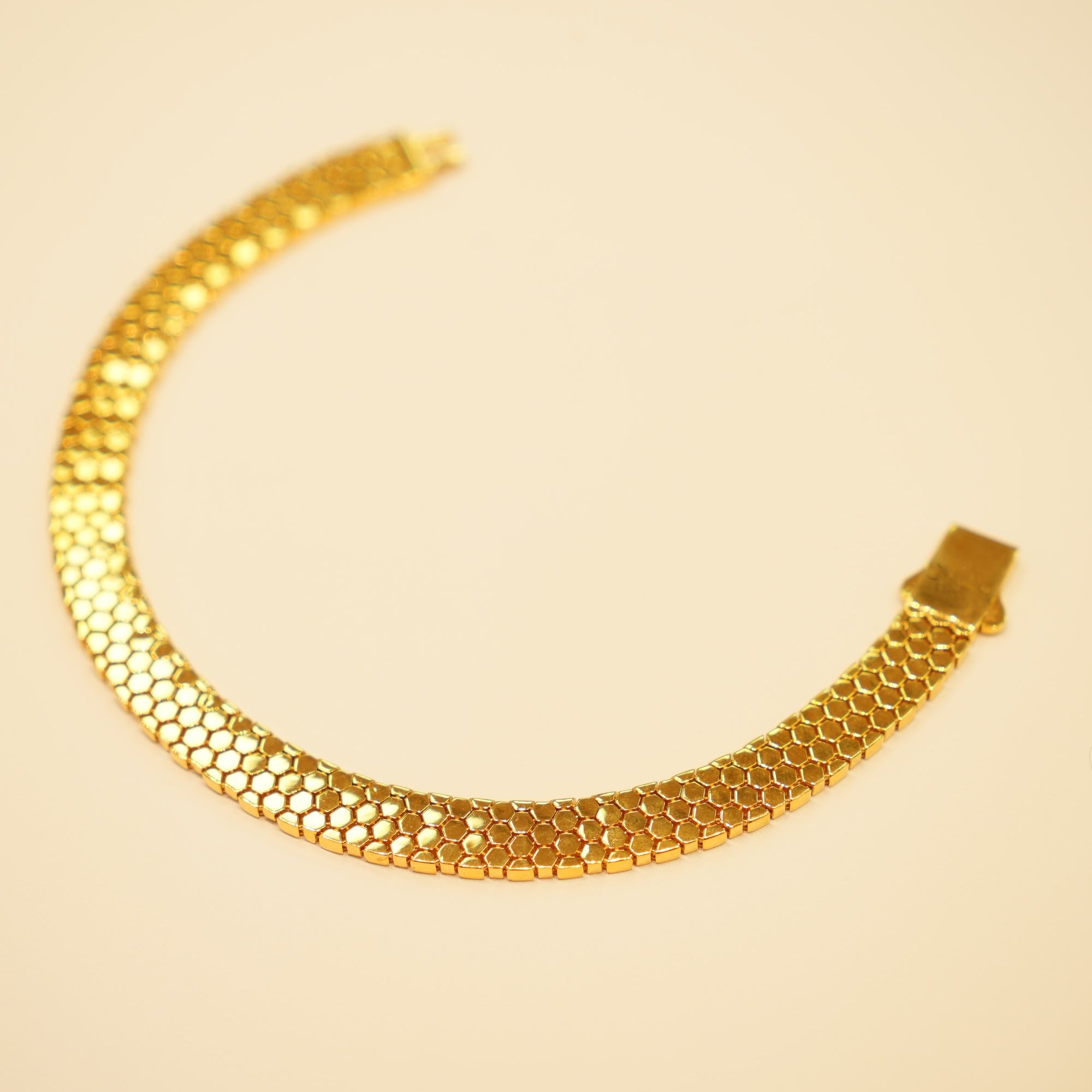 22K Gold Honeycomb Mesh Bracelet