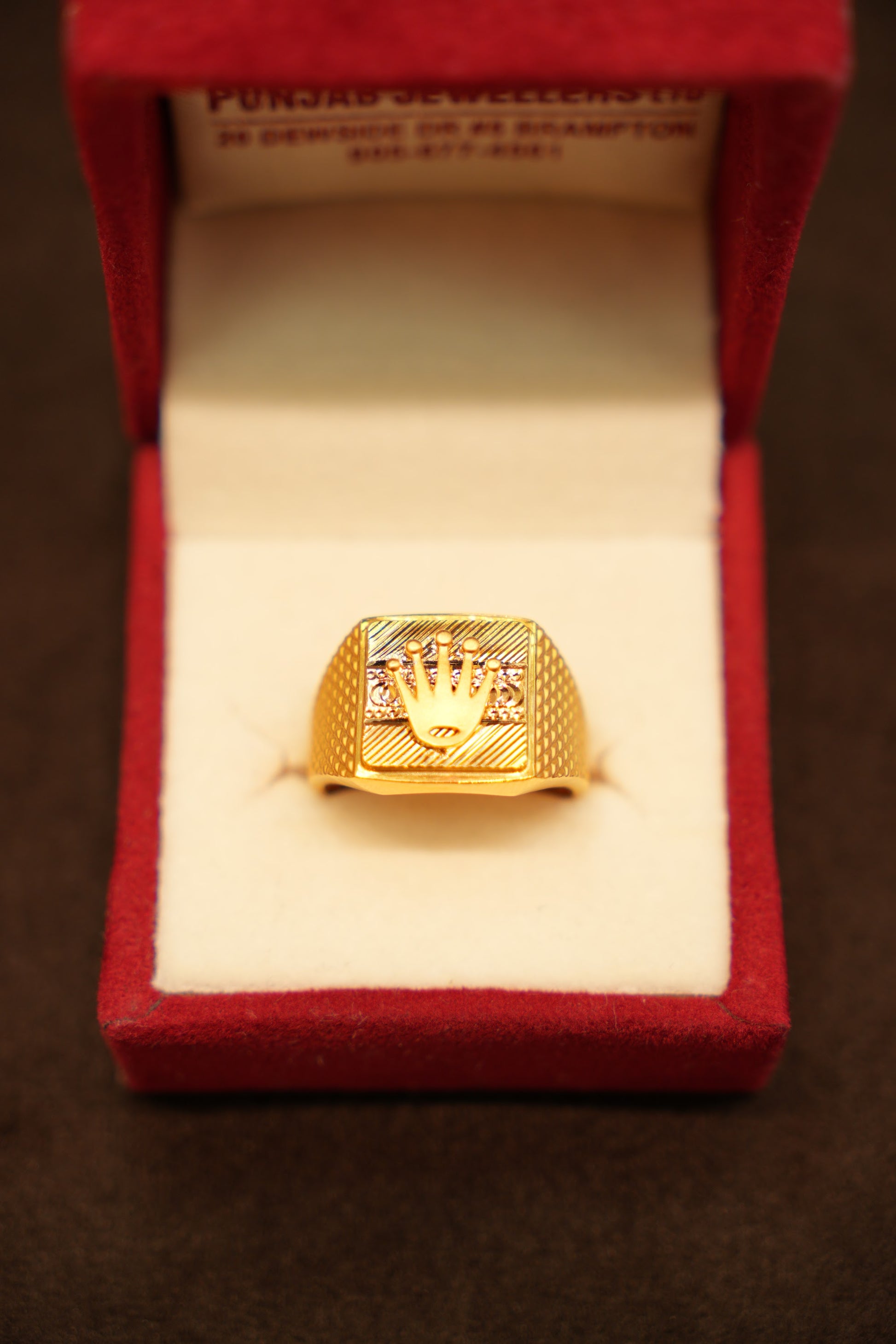 22K Gold Crown Emblem Signet Ring