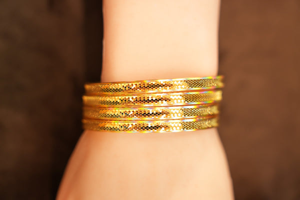 22K Gold Rainbow Sparkle Bangle Set