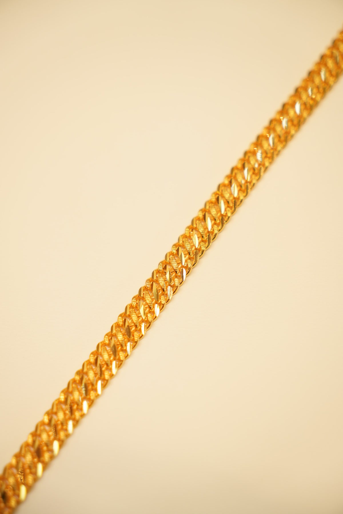22K Gold Textured Double-Curb Bracelet
