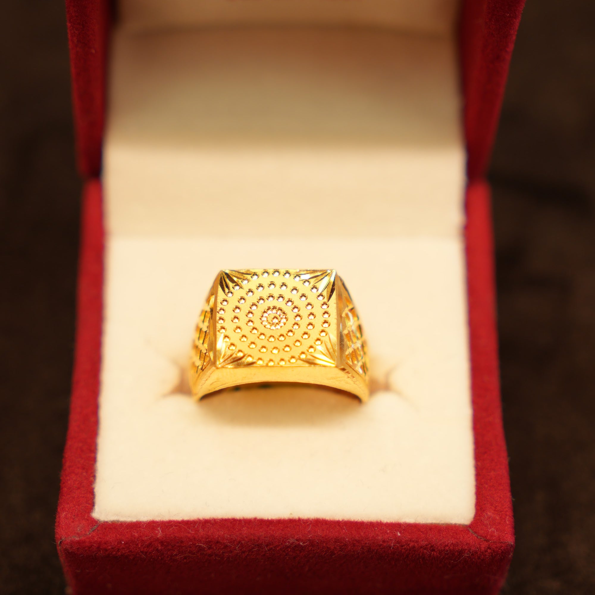 22K Gold Concentric Bullseye Dome Ring