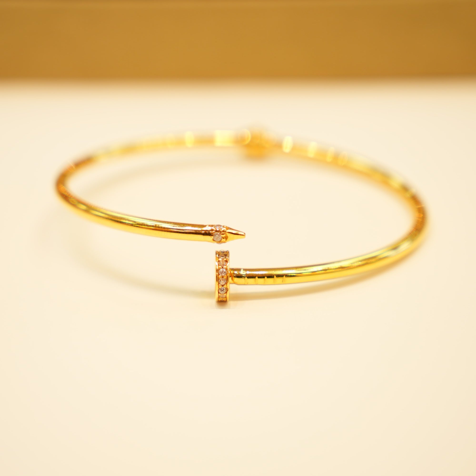 22K Gold Pavé Nail Bangle Bracelet