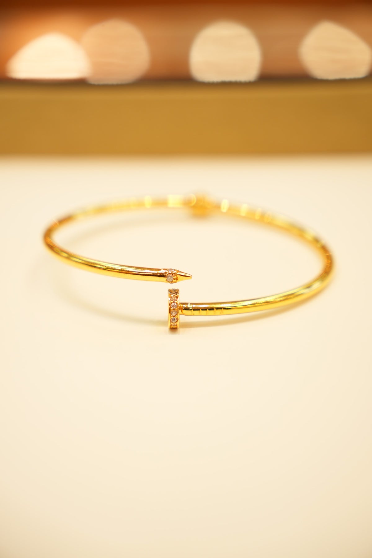 22K Gold Pavé Nail Bangle Bracelet