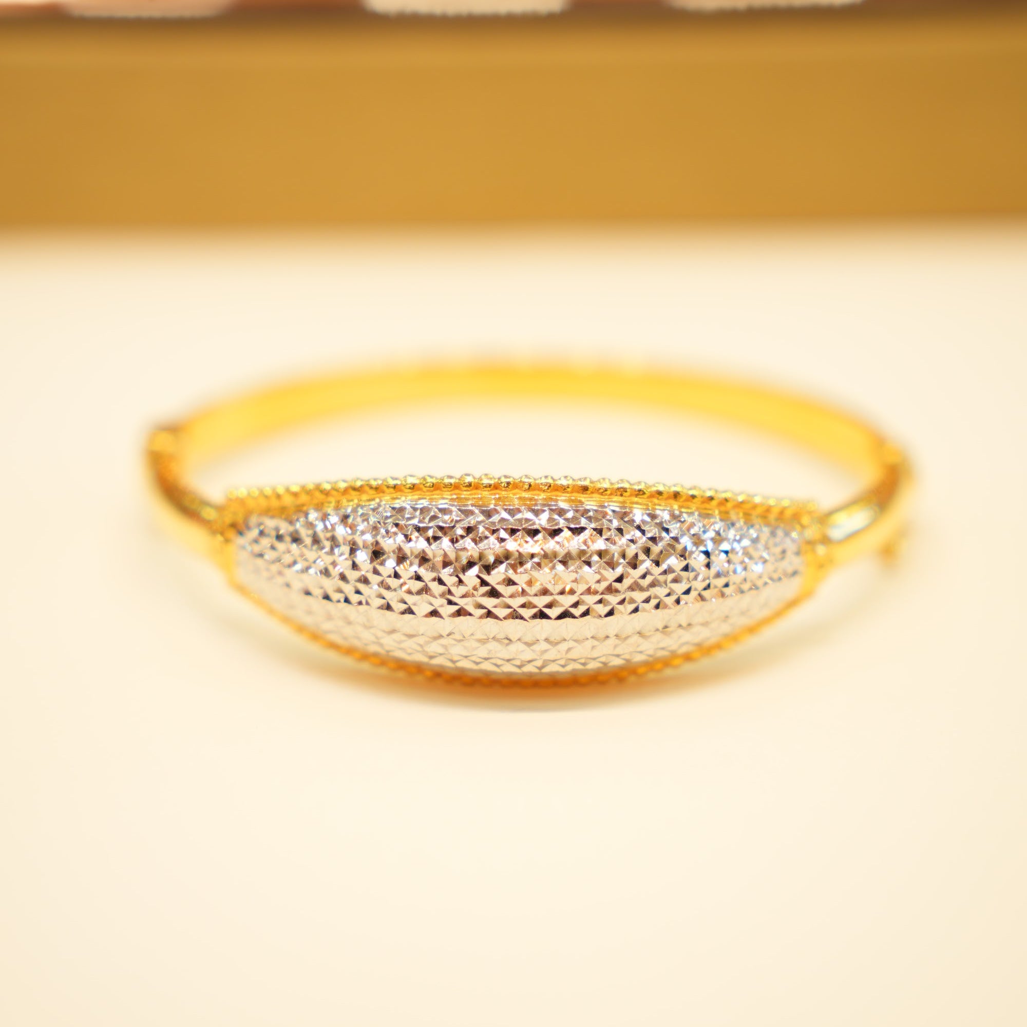 22K Gold Faceted Marquise Bangle Bracelet