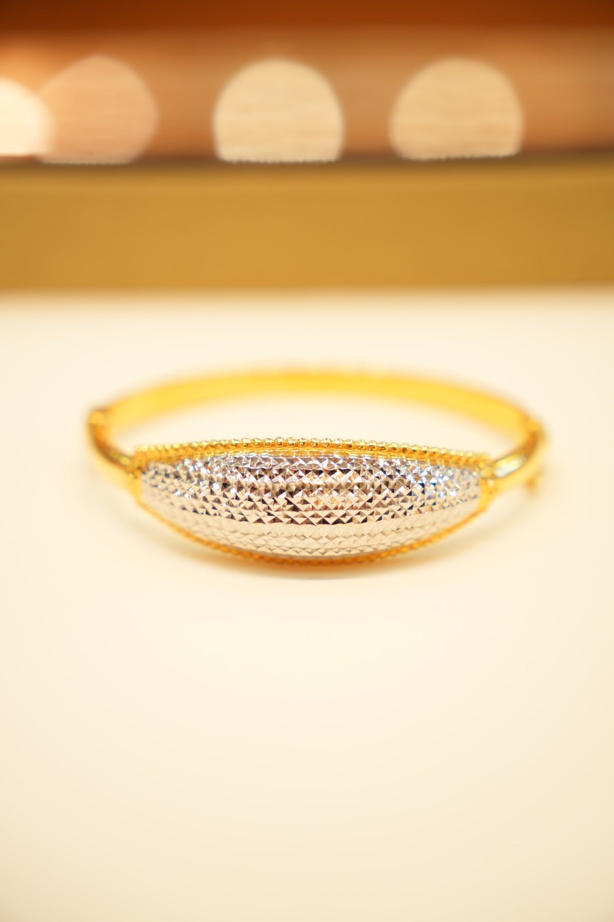 22K Gold Faceted Marquise Bangle Bracelet
