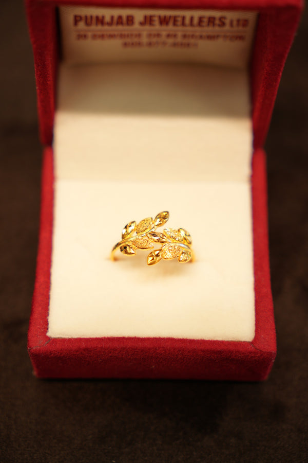 22K Gold Leaf Vine Ring