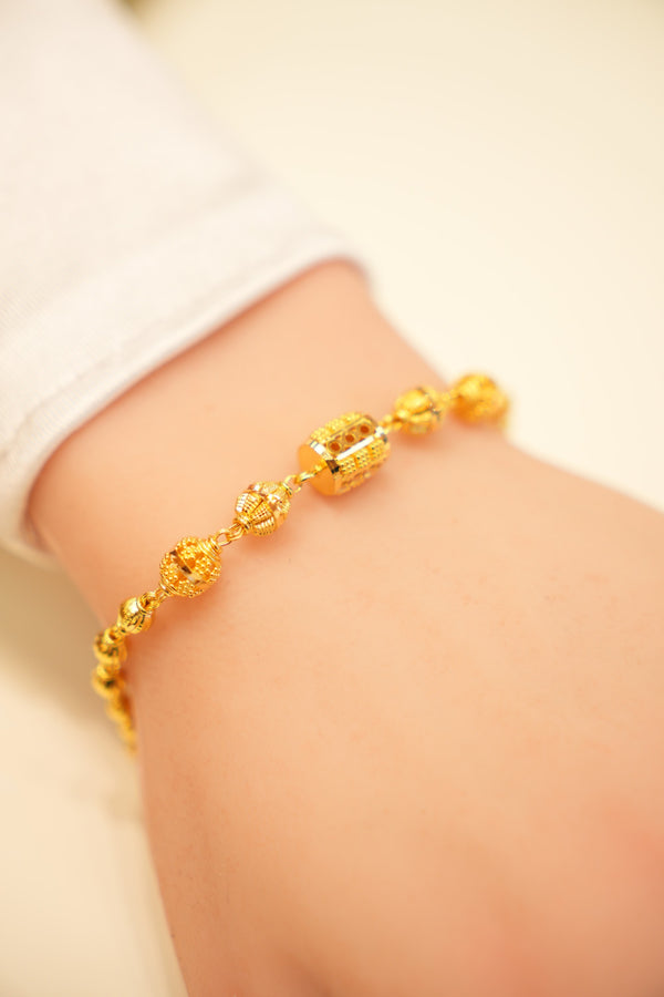 22K Gold Beaded Ball Charm Bracelet