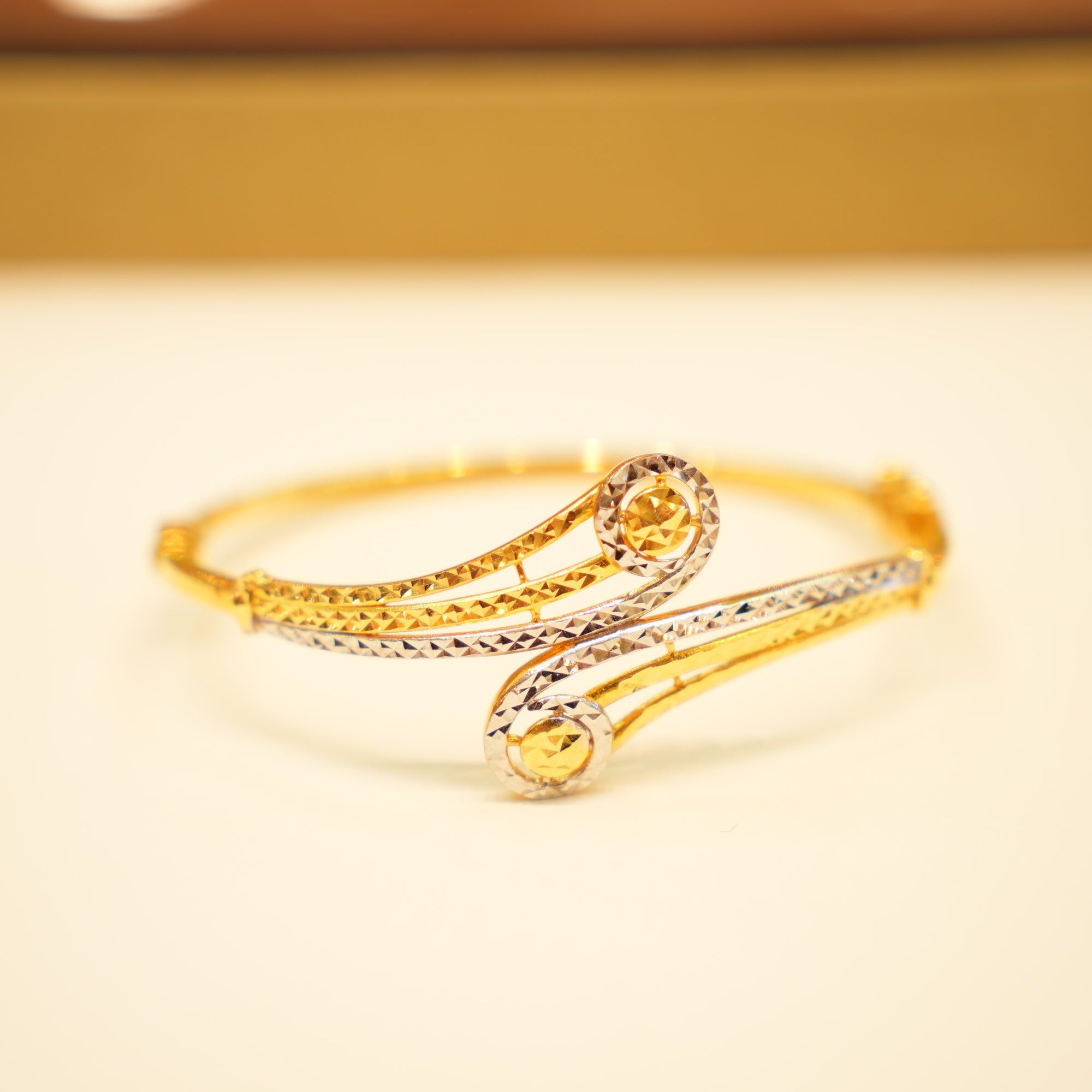 22K Gold Two-Tone Paisley Bangle Bracelet