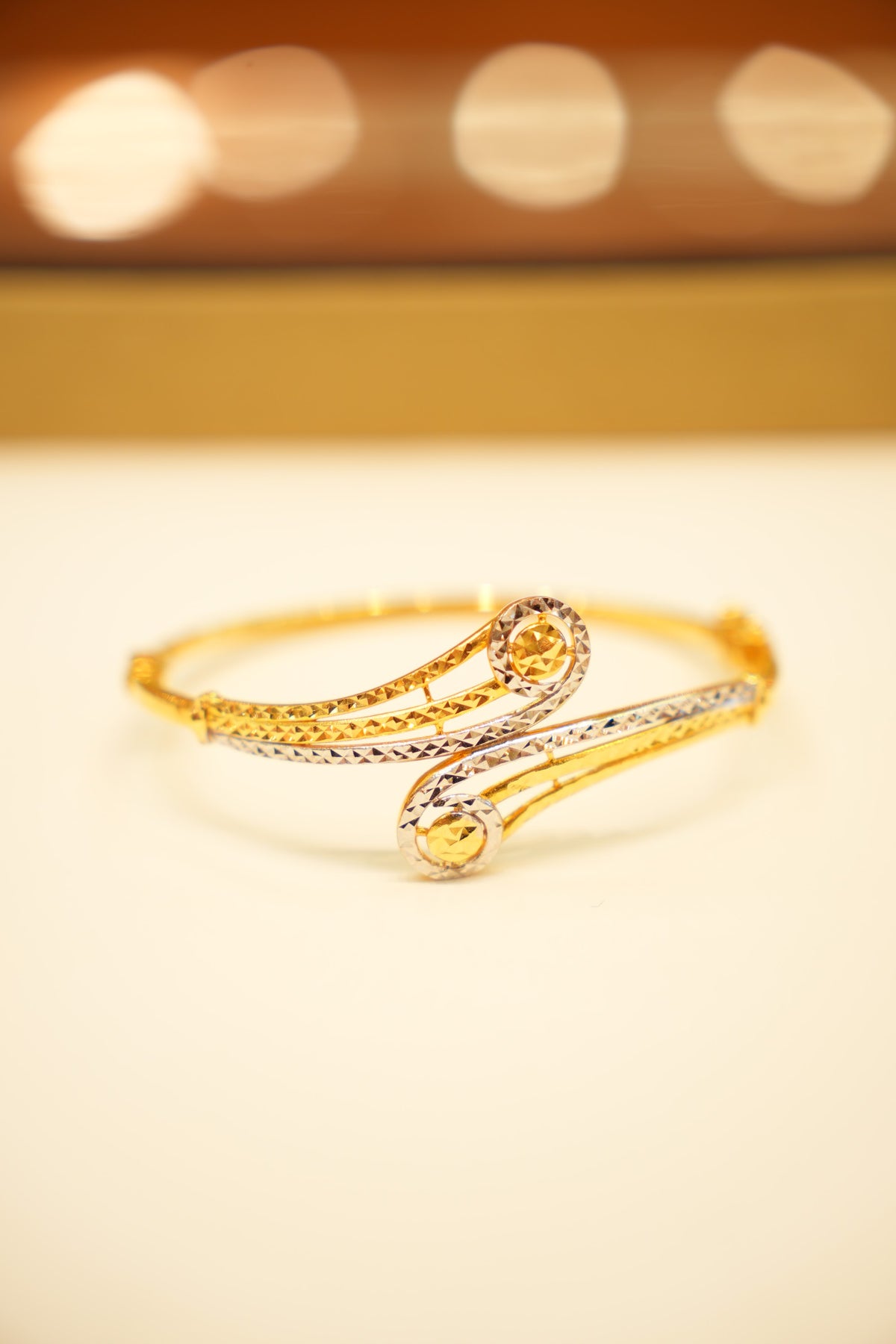22K Gold Two-Tone Paisley Bangle Bracelet