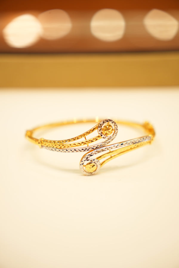 22K Gold Two-Tone Paisley Bangle Bracelet