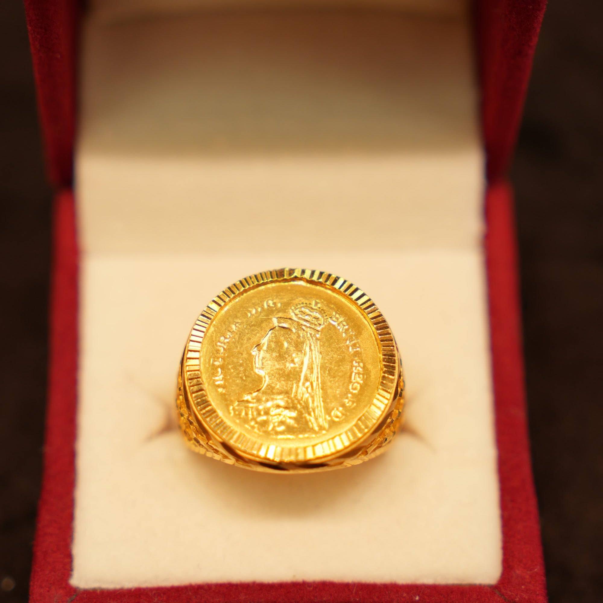 22K Gold Coin-Style Ring