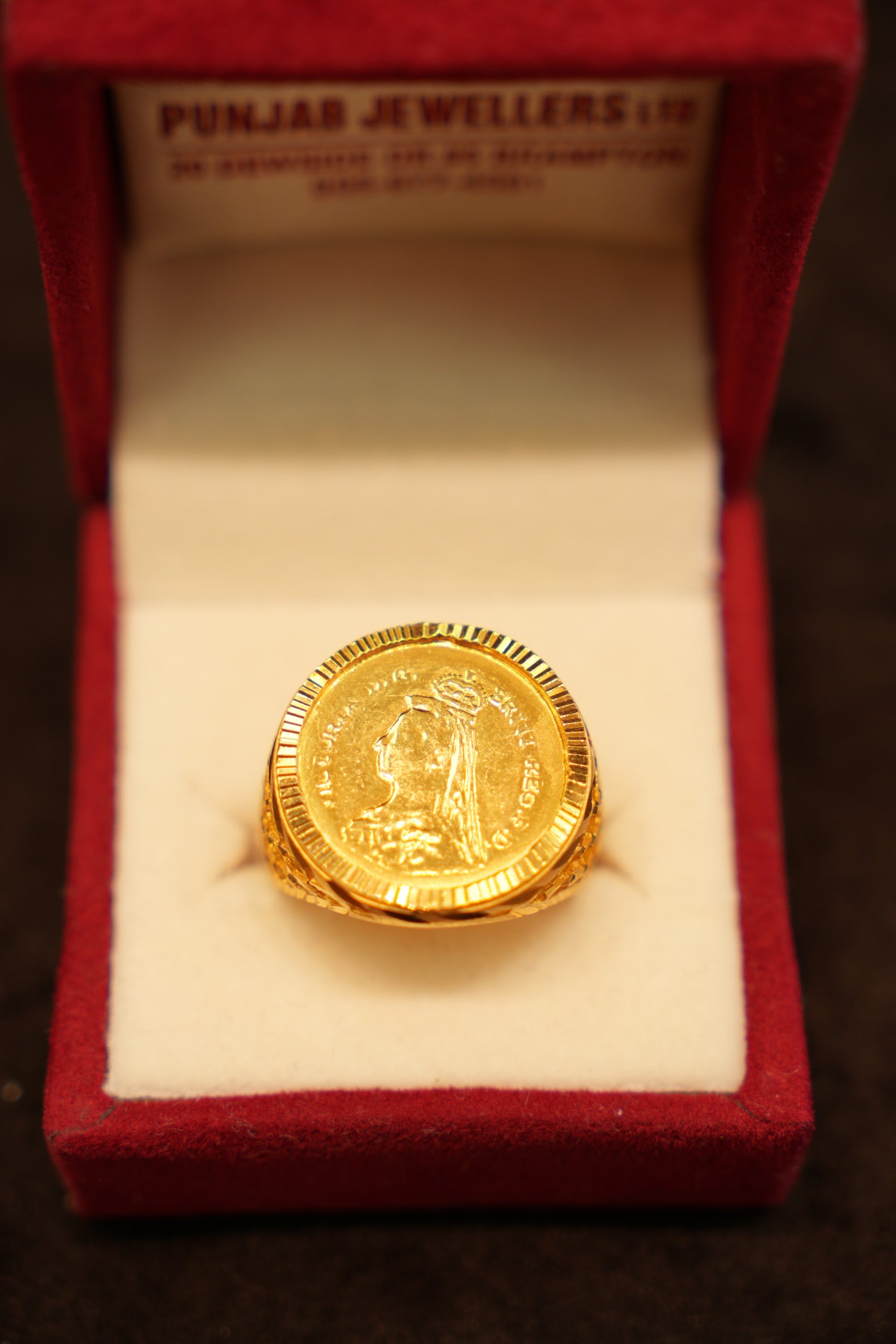 22K Gold Coin-Style Ring