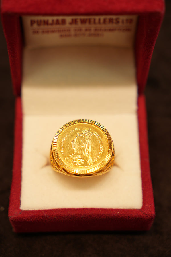 22K Gold Coin-Style Ring