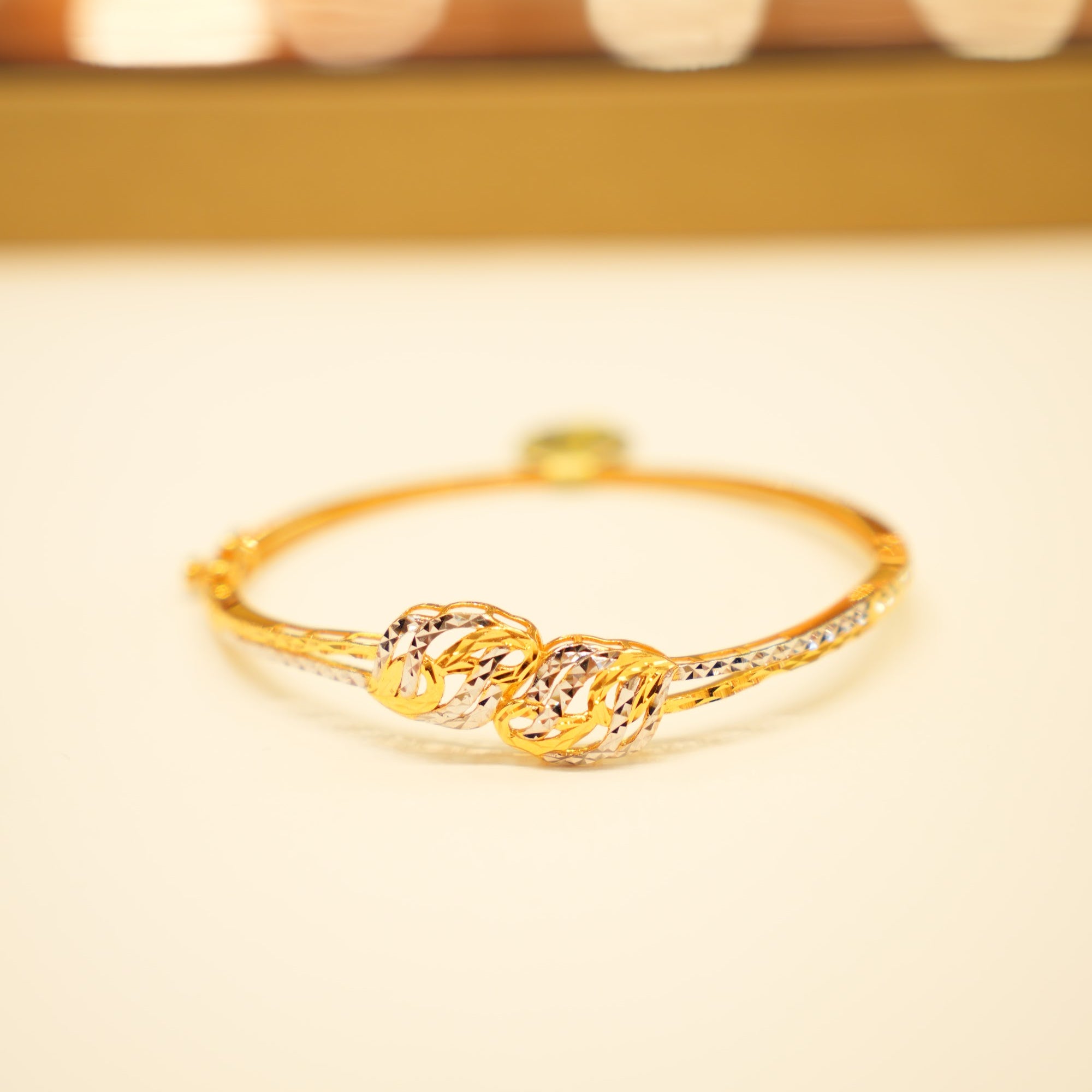 22K Gold Two-Tone Swirl Bangle Bracelet