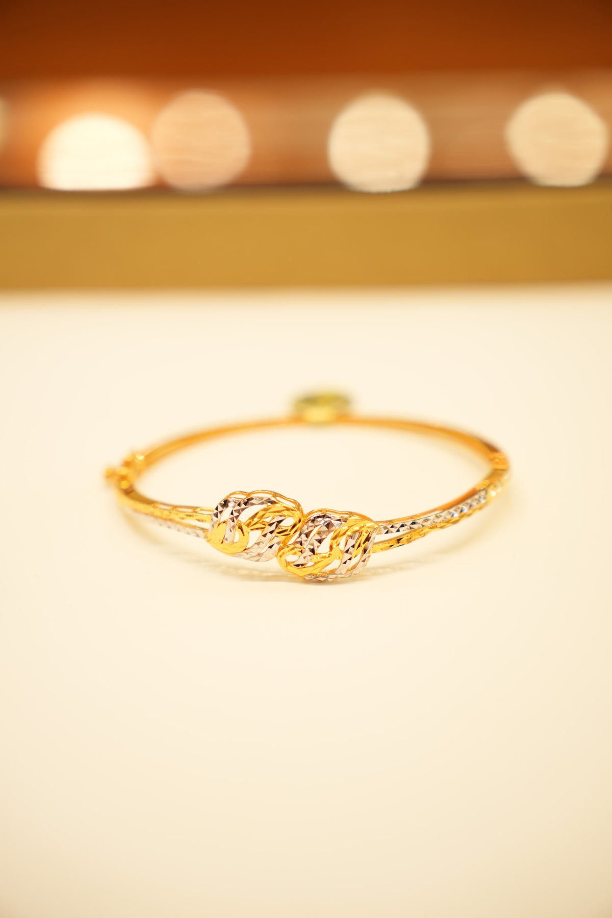 22K Gold Two-Tone Swirl Bangle Bracelet
