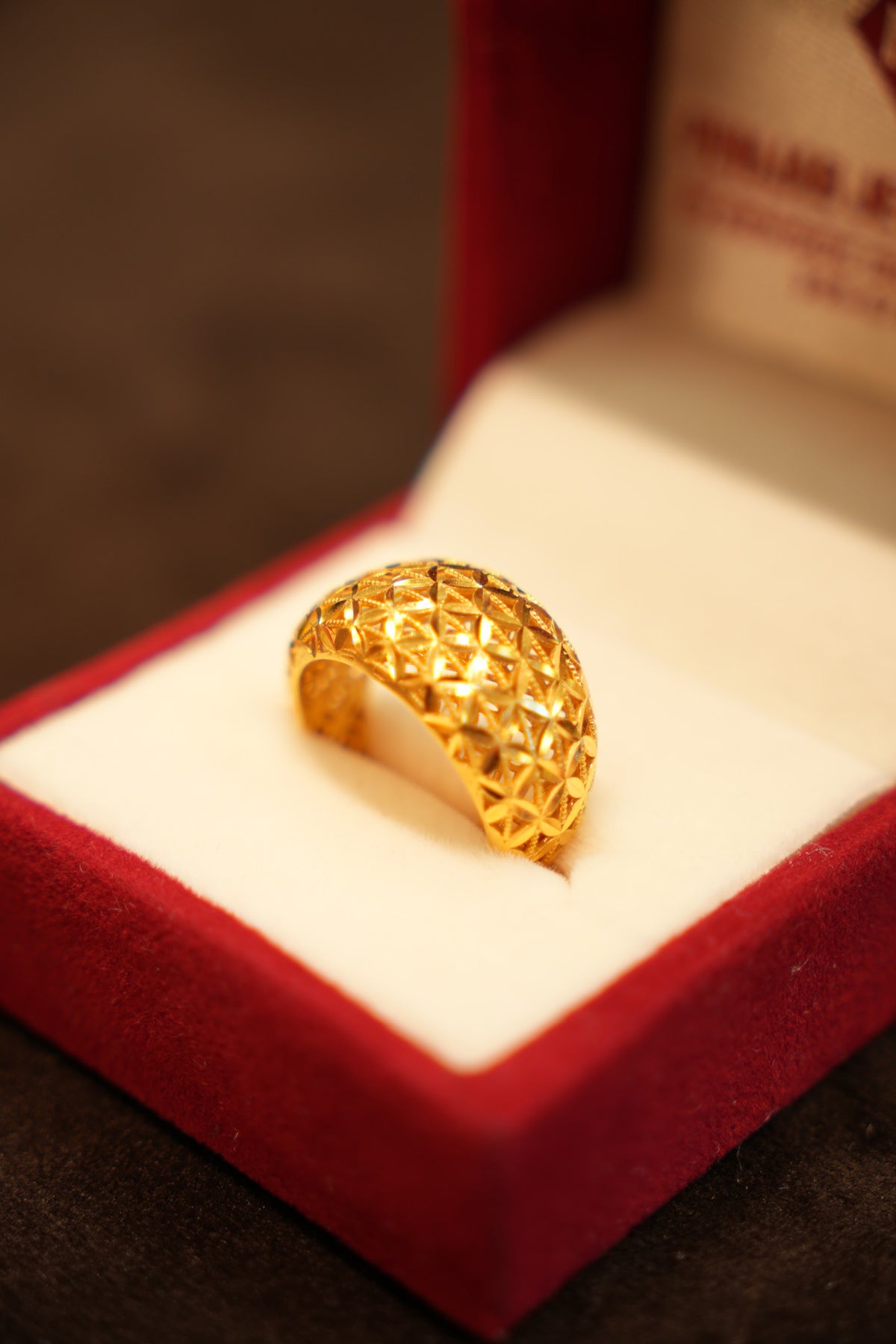 22K Gold Domed Quilted Ring