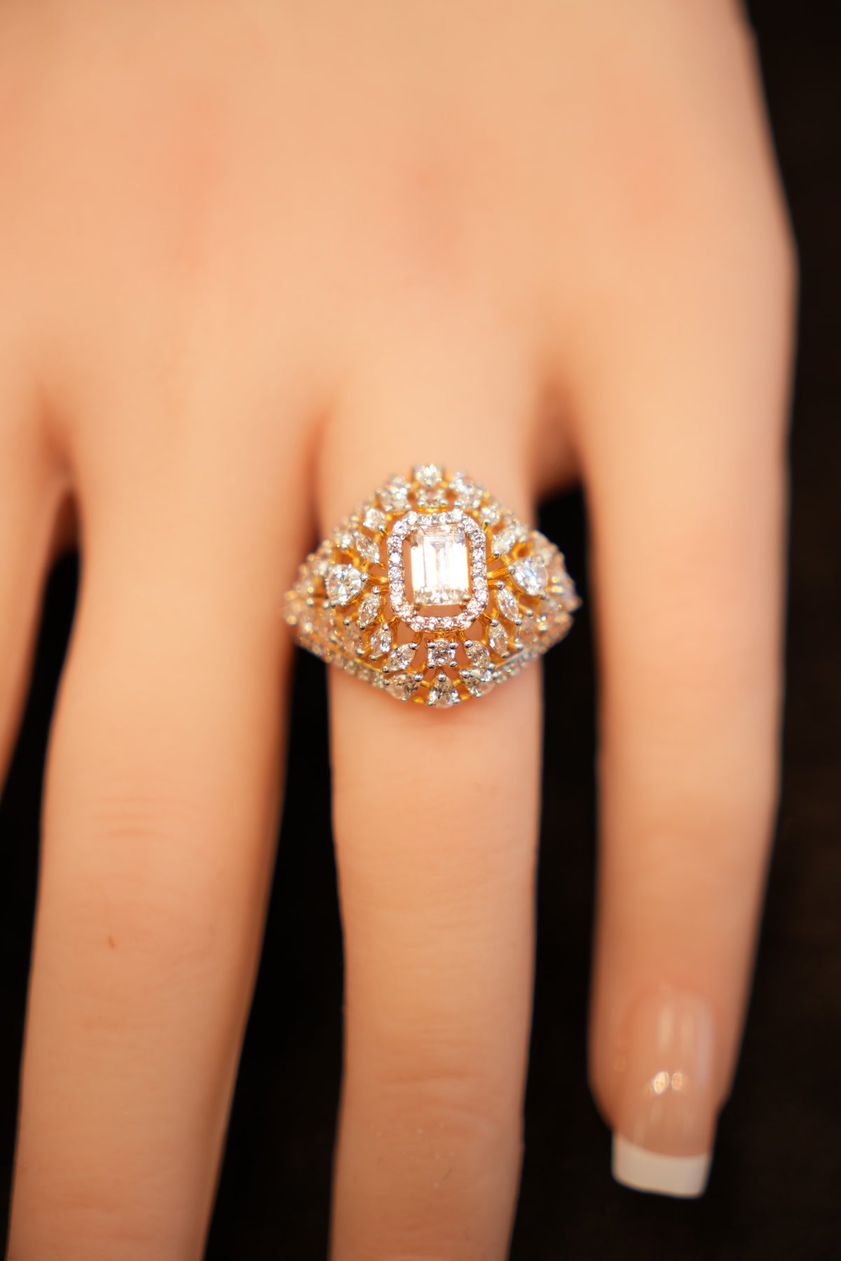 22K Gold Vintage Fan Cocktail Ring
