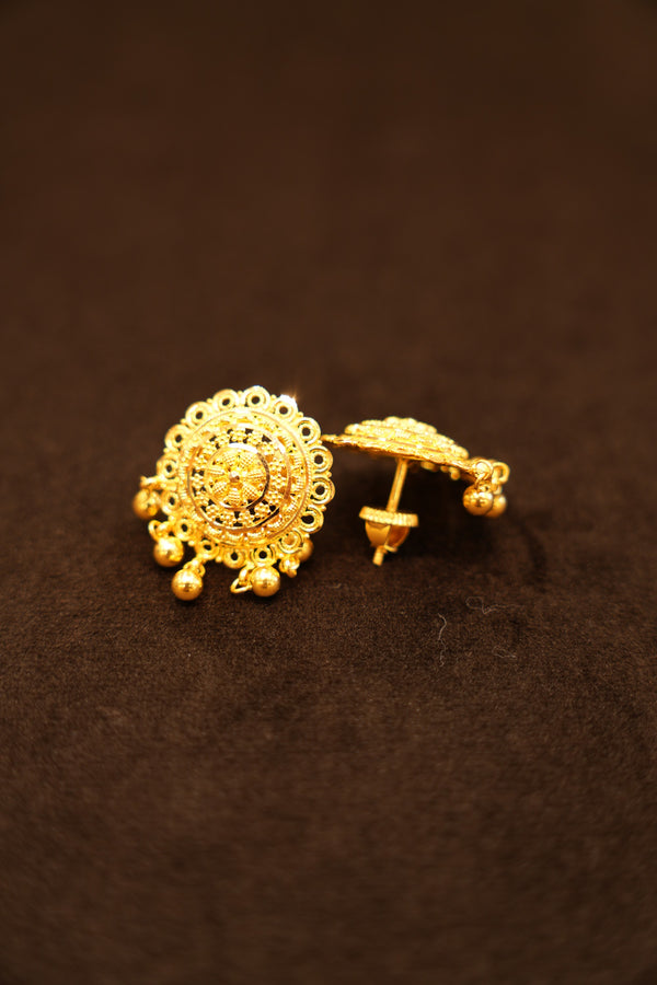 22K Gold Starburst Ball-Drop Stud Earrings