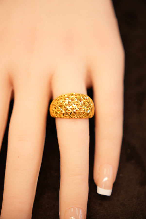 22K Gold Domed Quilted Ring