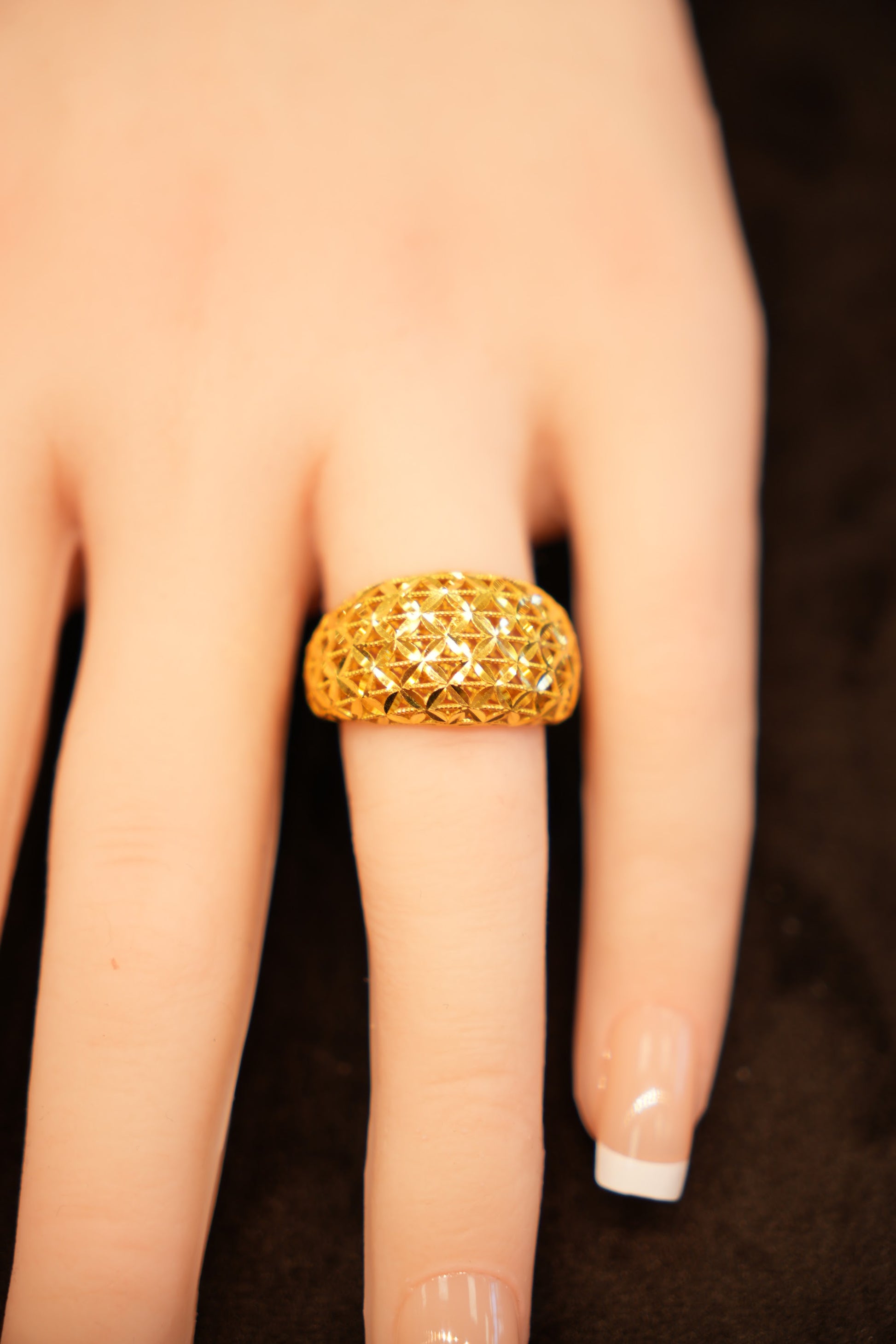 22K Gold Domed Quilted Ring