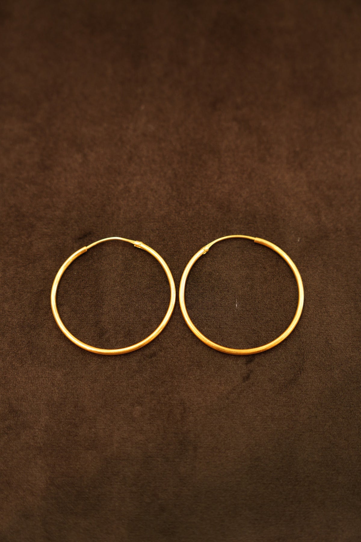 22K Gold Plain Round Hoop Earrings