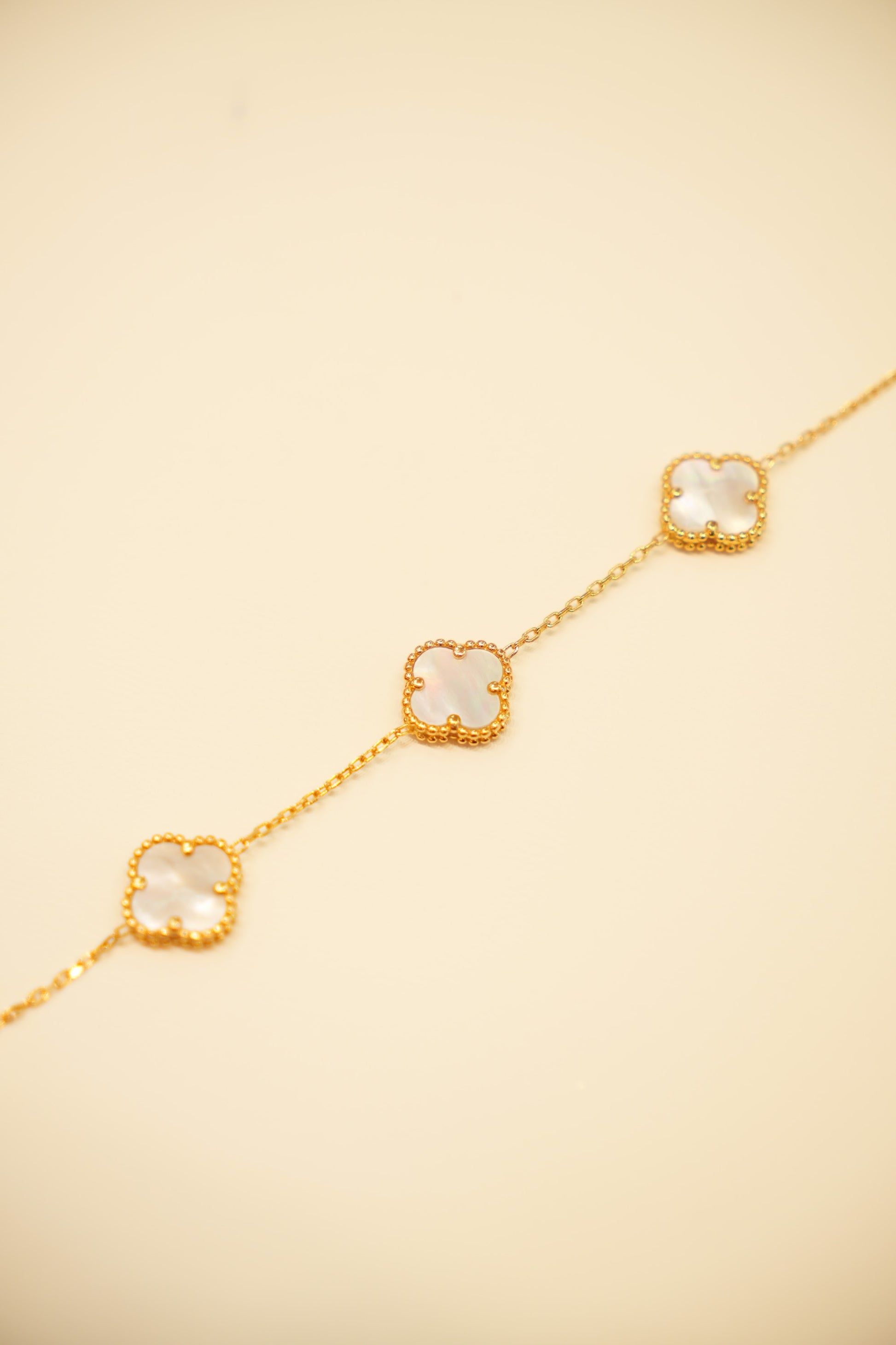 22K Gold Mother-of-Pearl Clover Bracelet