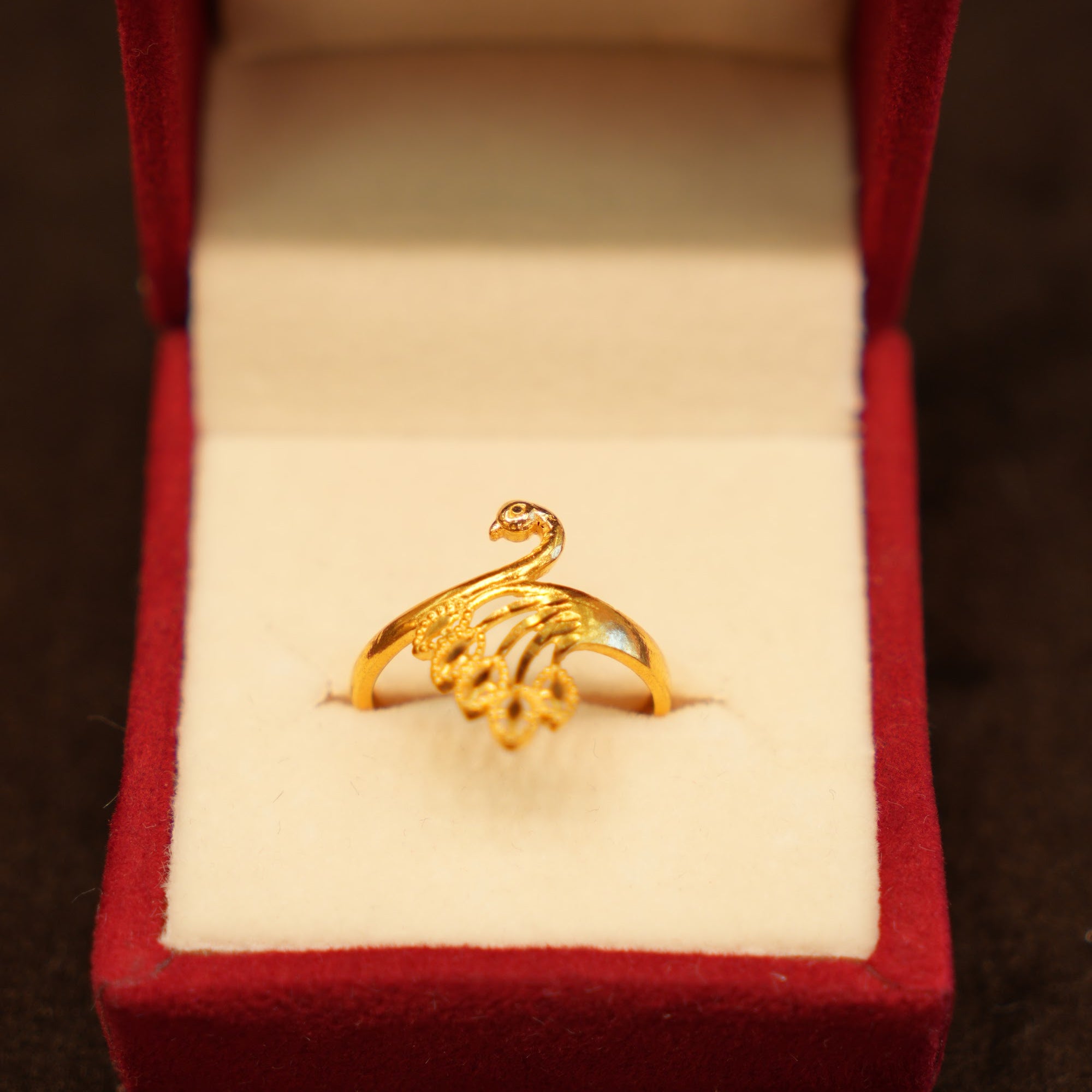 22K Gold Swan Ring