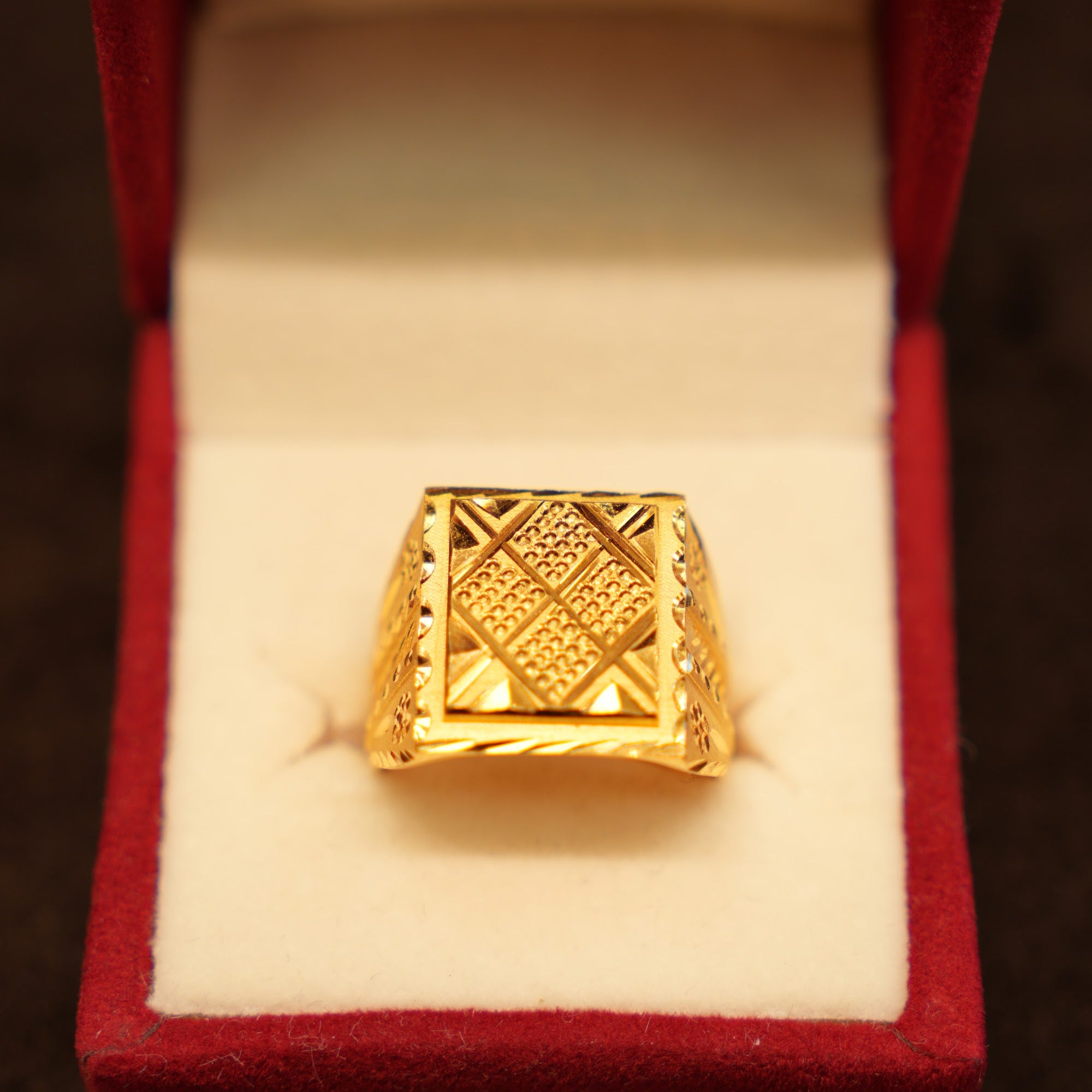 22K Gold Basket-Weave Signet Ring