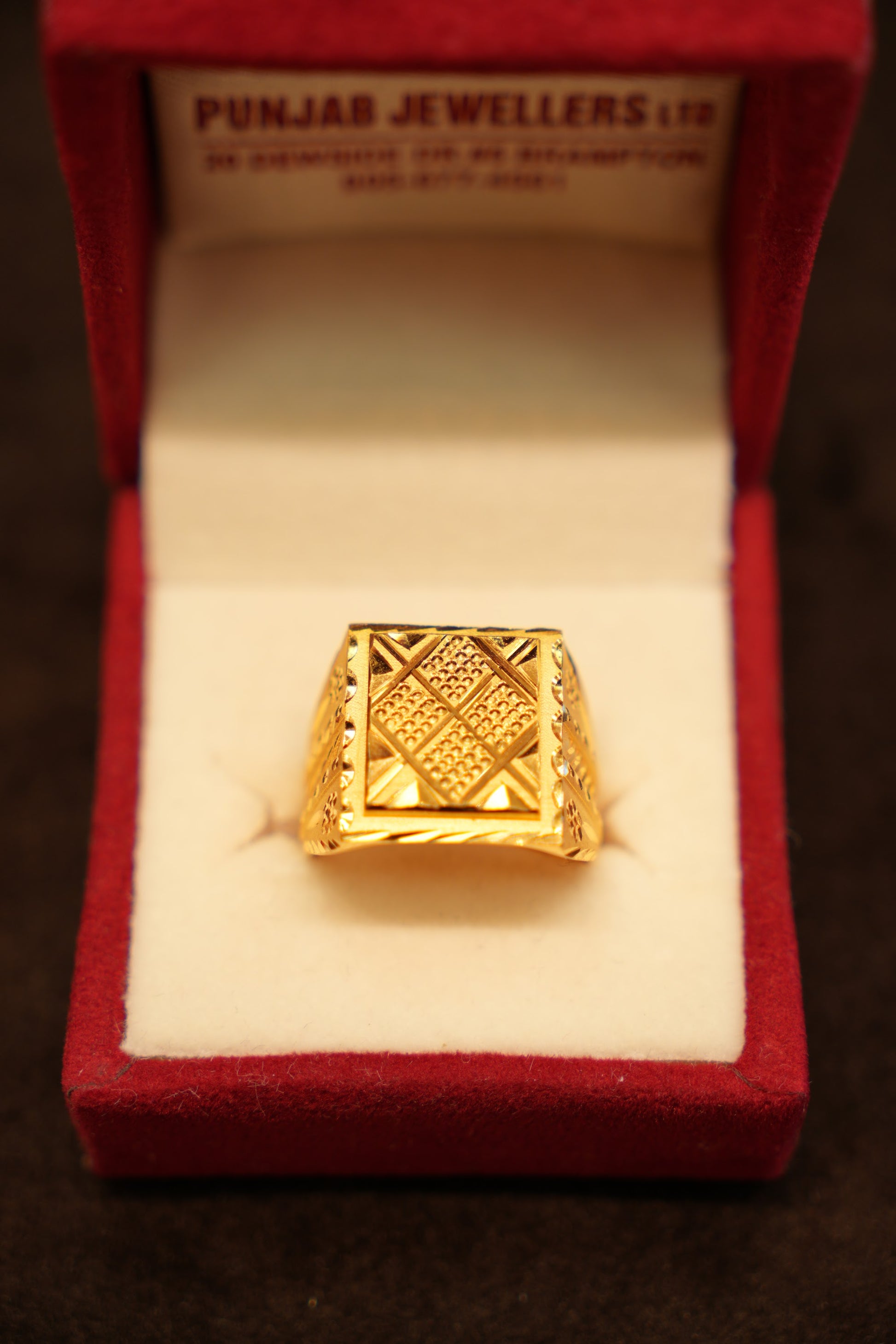 22K Gold Basket-Weave Signet Ring
