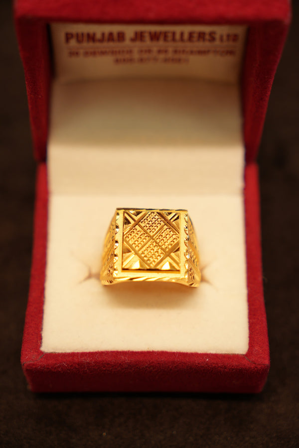 22K Gold Basket-Weave Signet Ring