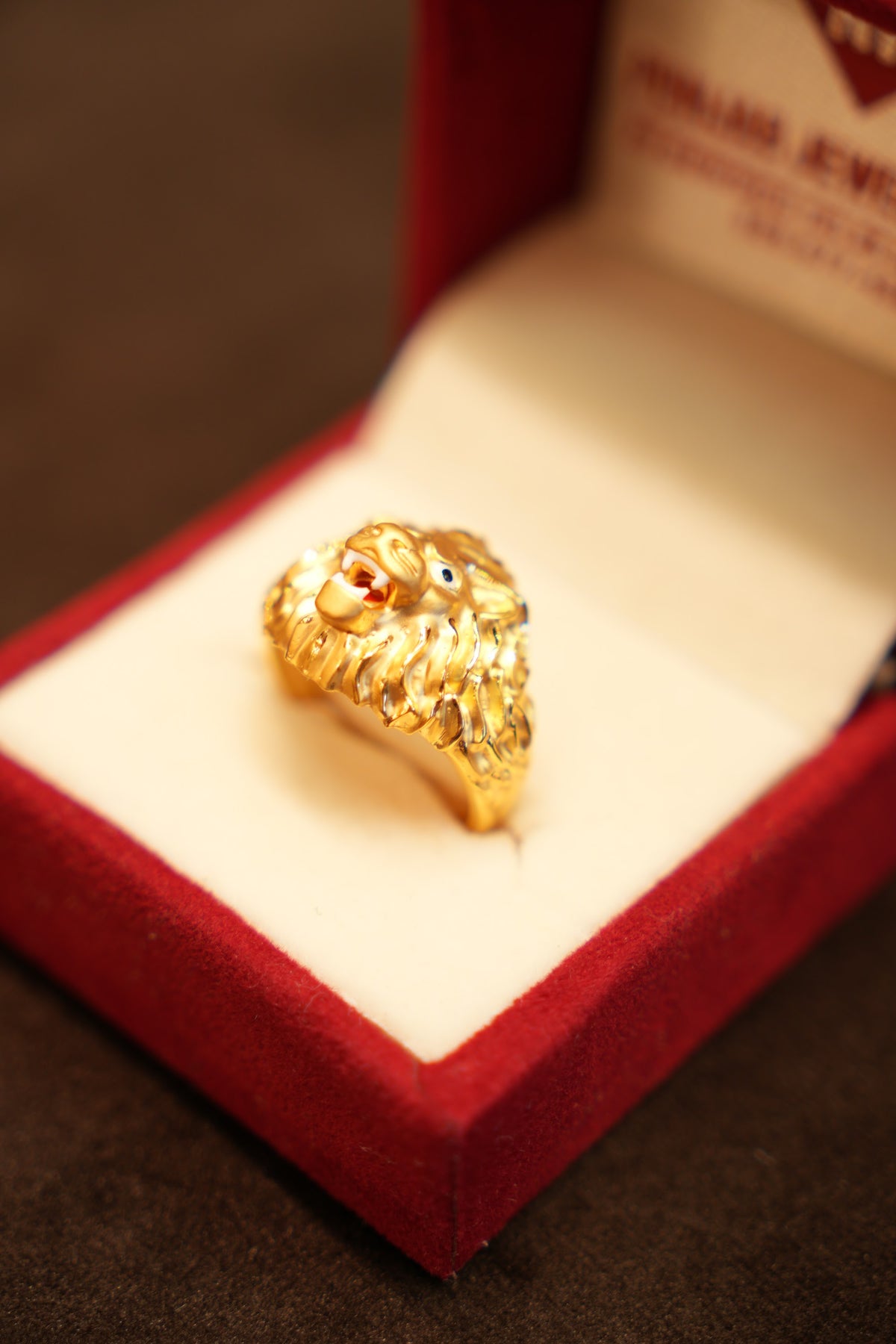 22K Gold Lion Head Ring