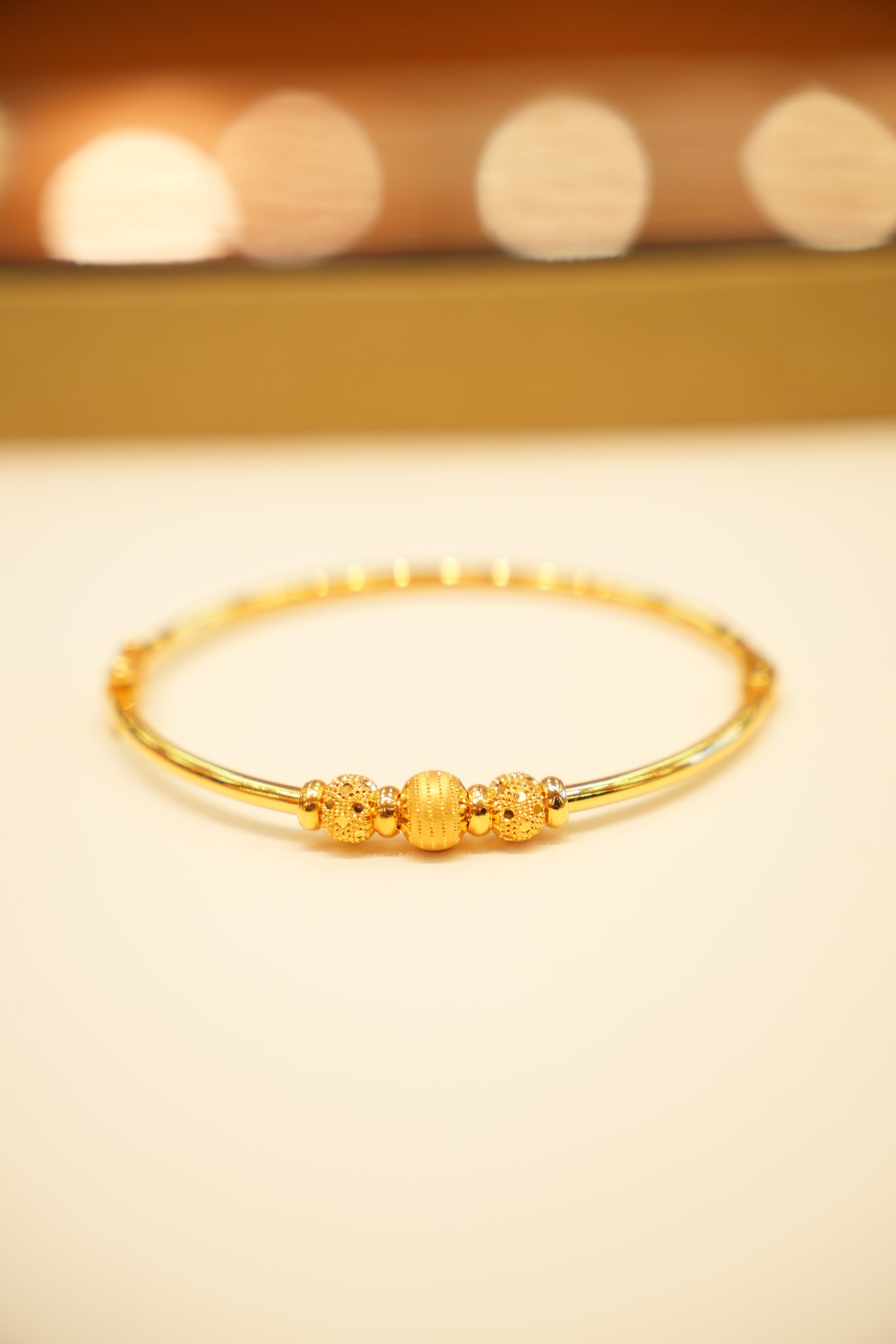 22K Gold Granulated Bead Bangle Bracelet