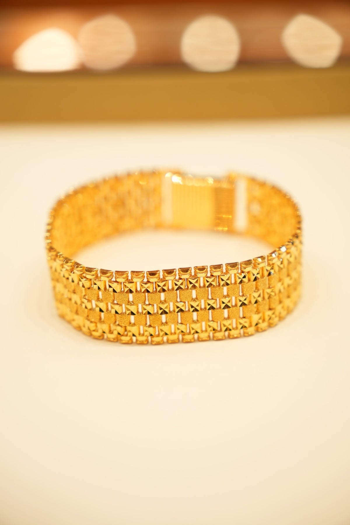 22K Gold Basketweave Panel Bracelet
