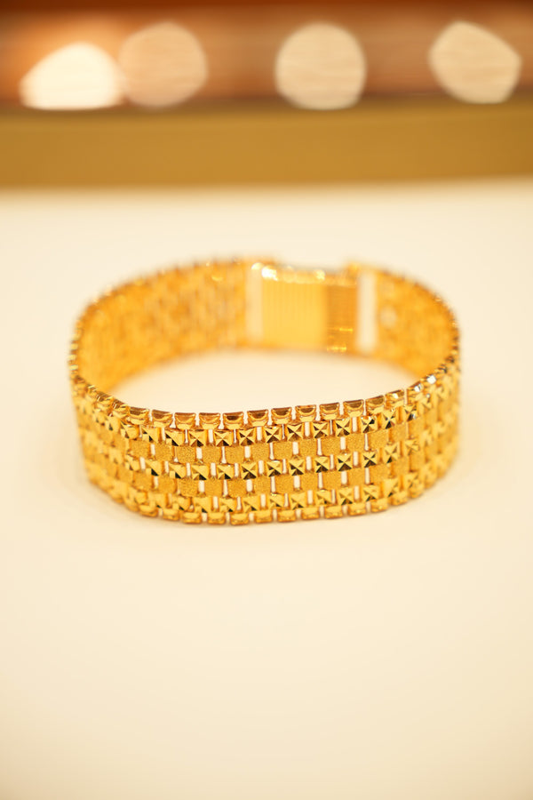 22K Gold Basketweave Panel Bracelet