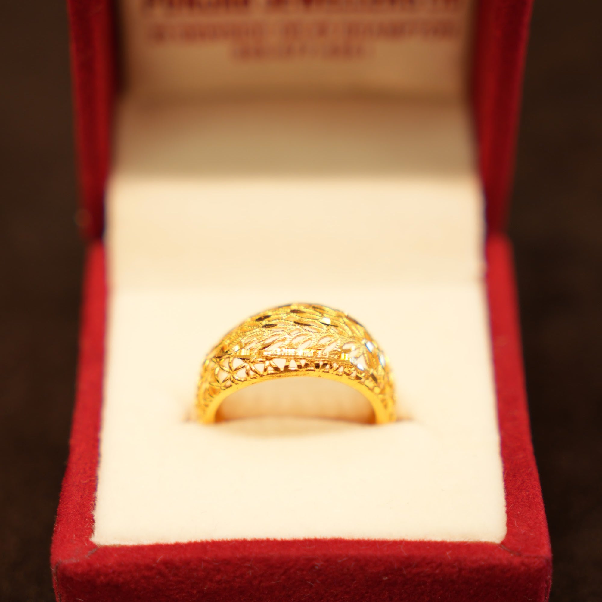 22K Gold Fern Lattice Dome Ring