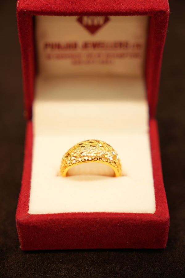 22K Gold Fern Lattice Dome Ring