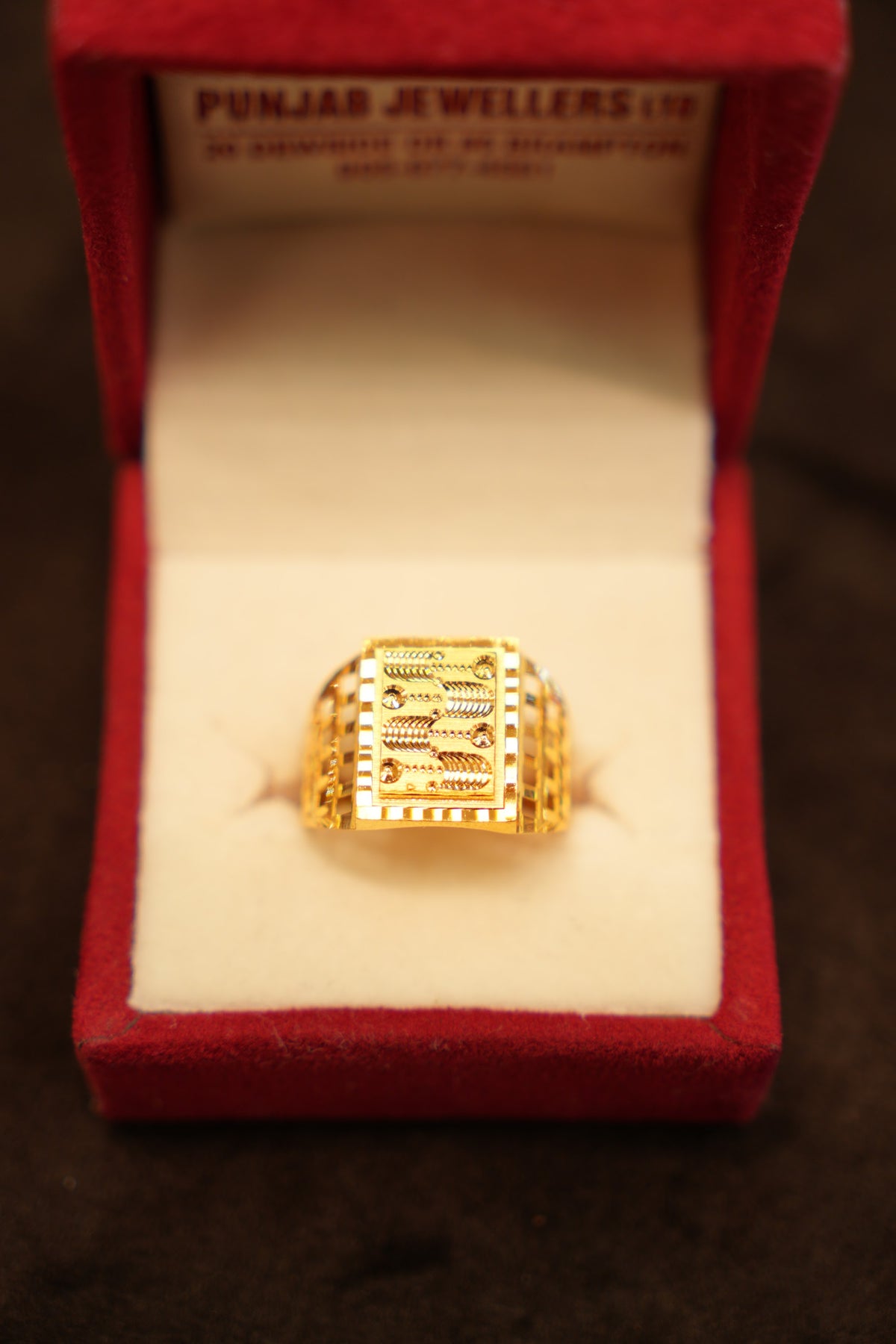 22K Gold Twisted Column Panel Ring