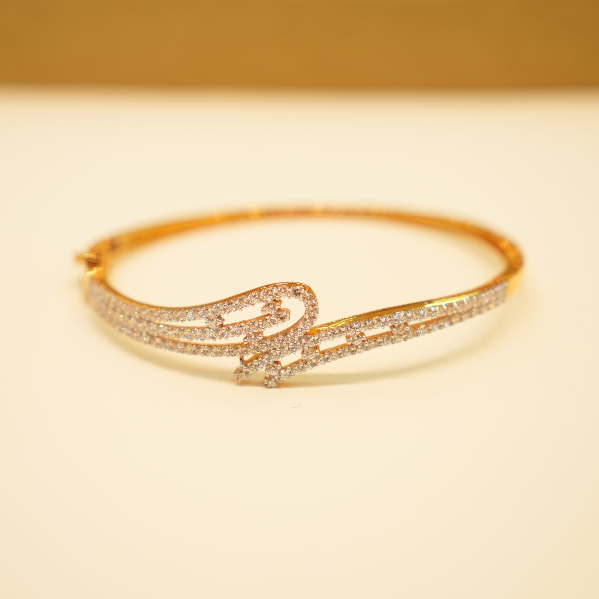 22K Gold Pavé Swirl Bangle Bracelet