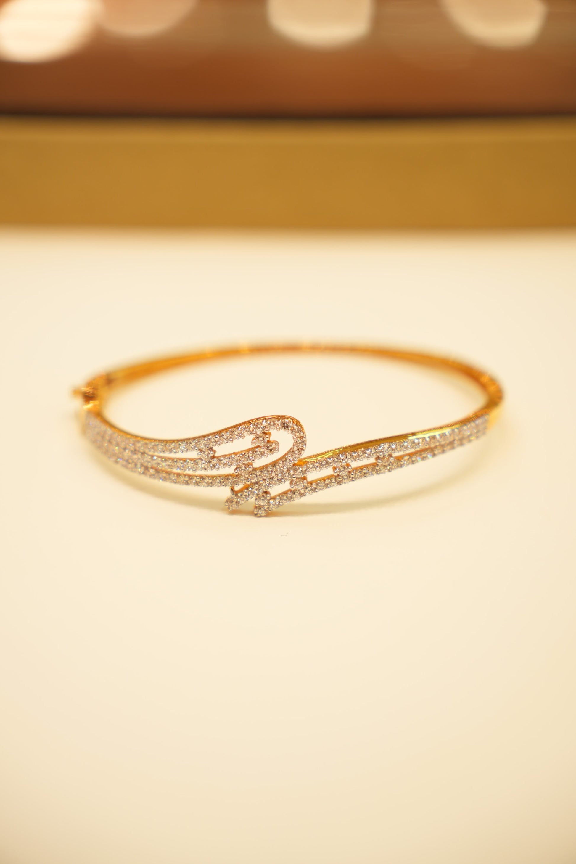 22K Gold Pavé Swirl Bangle Bracelet