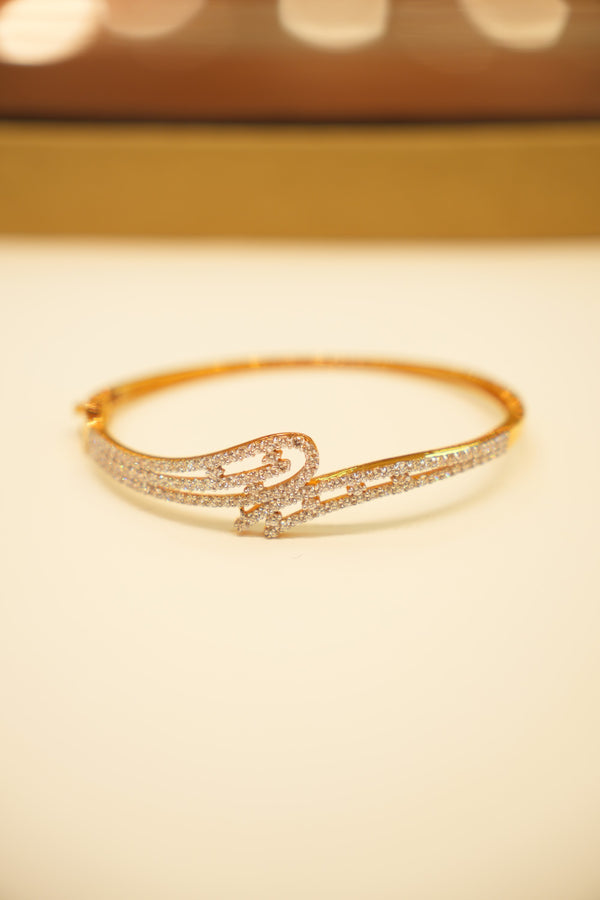 22K Gold Pavé Swirl Bangle Bracelet