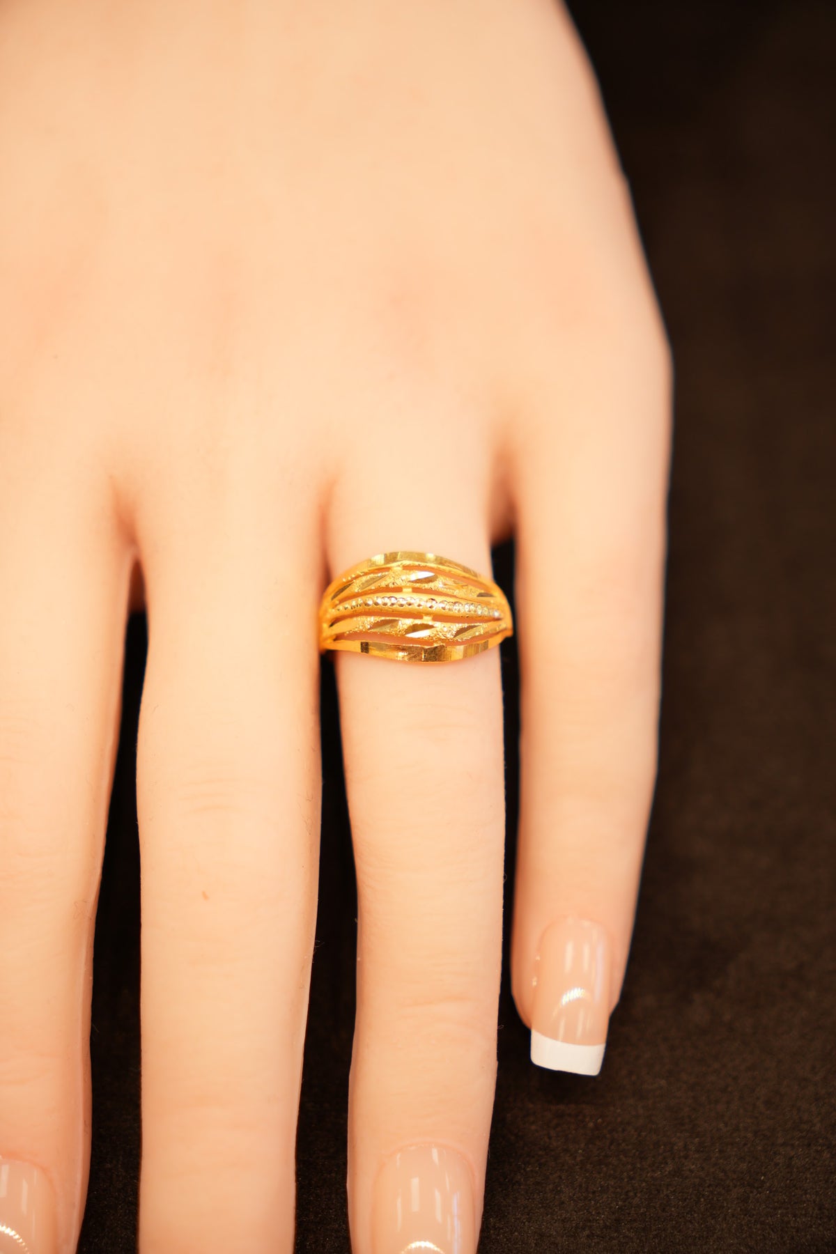22K Gold Swirl Dome Ring