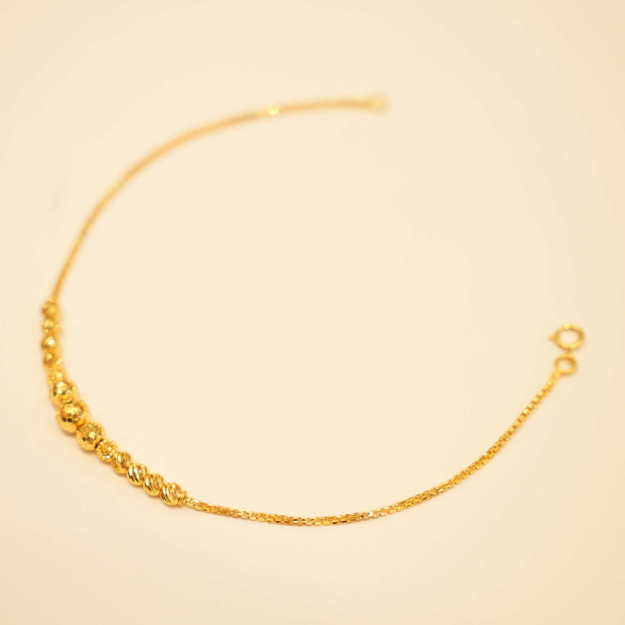 22K Gold Diamond-Cut Bead Cluster Bracelet