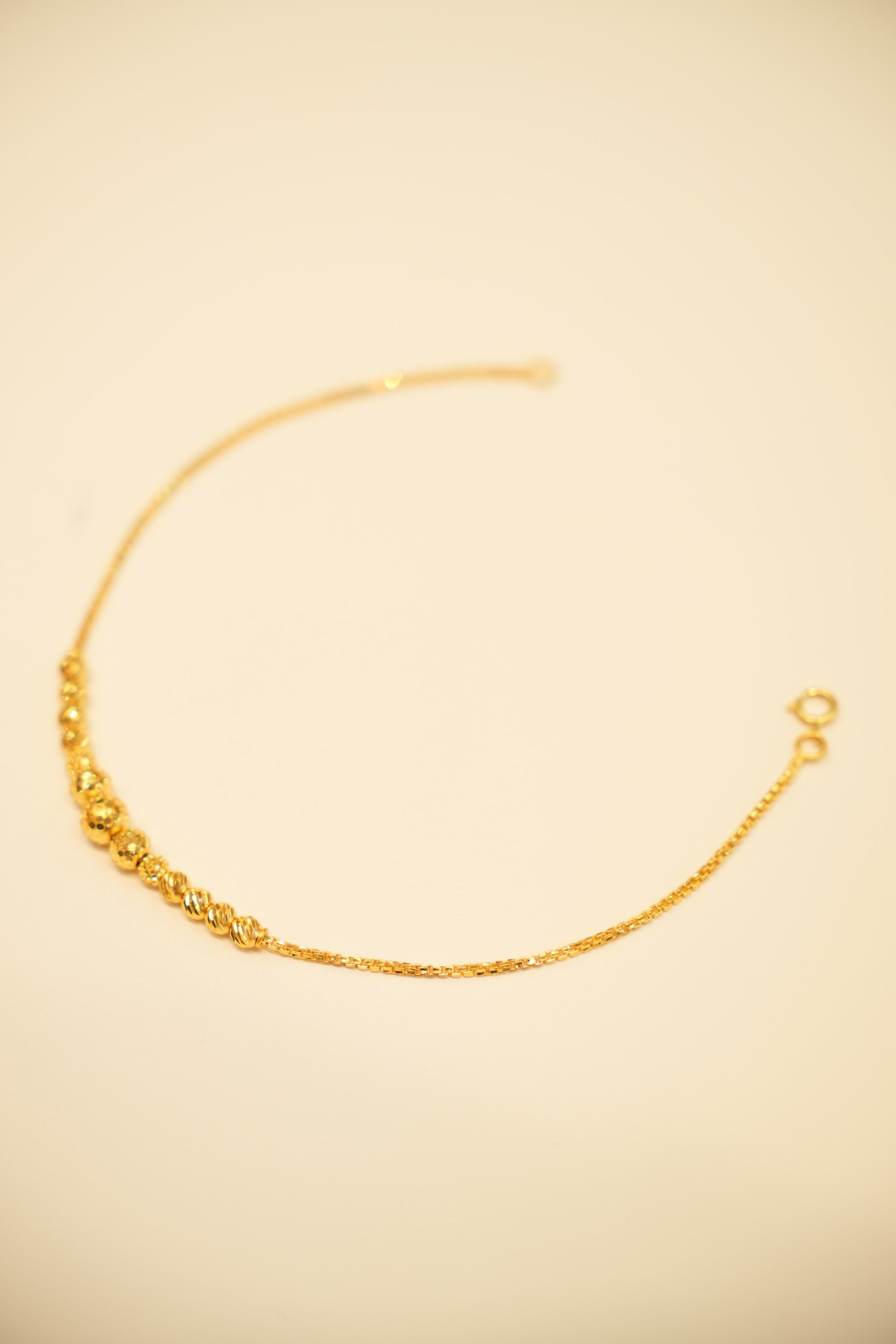 22K Gold Diamond-Cut Bead Cluster Bracelet