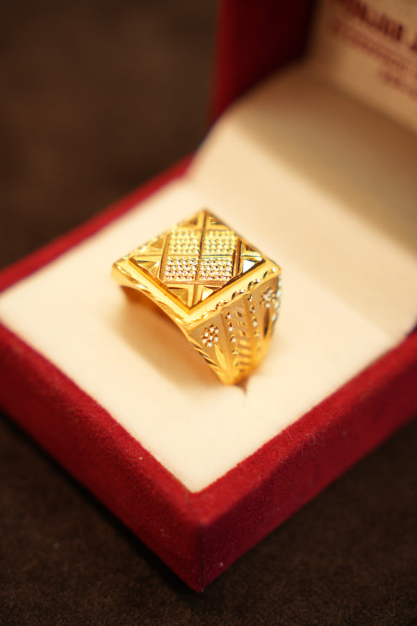 22K Gold Basket-Weave Signet Ring