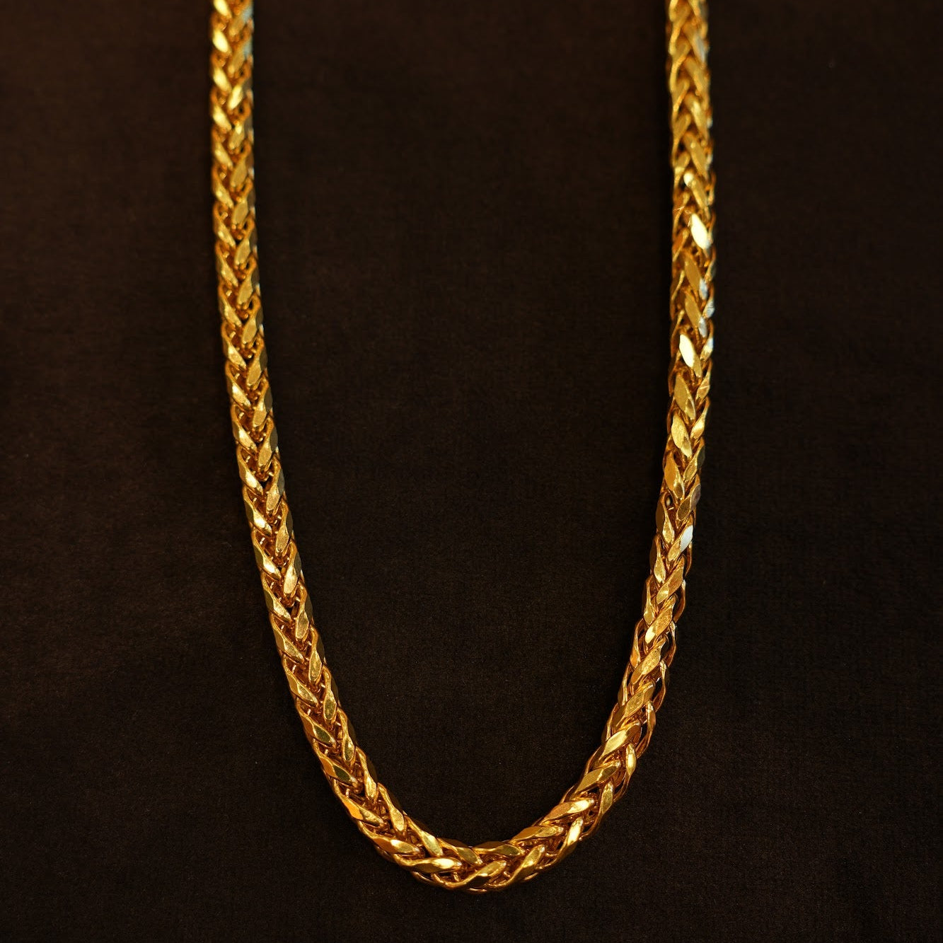 22K Gold Round Wheat Chain
